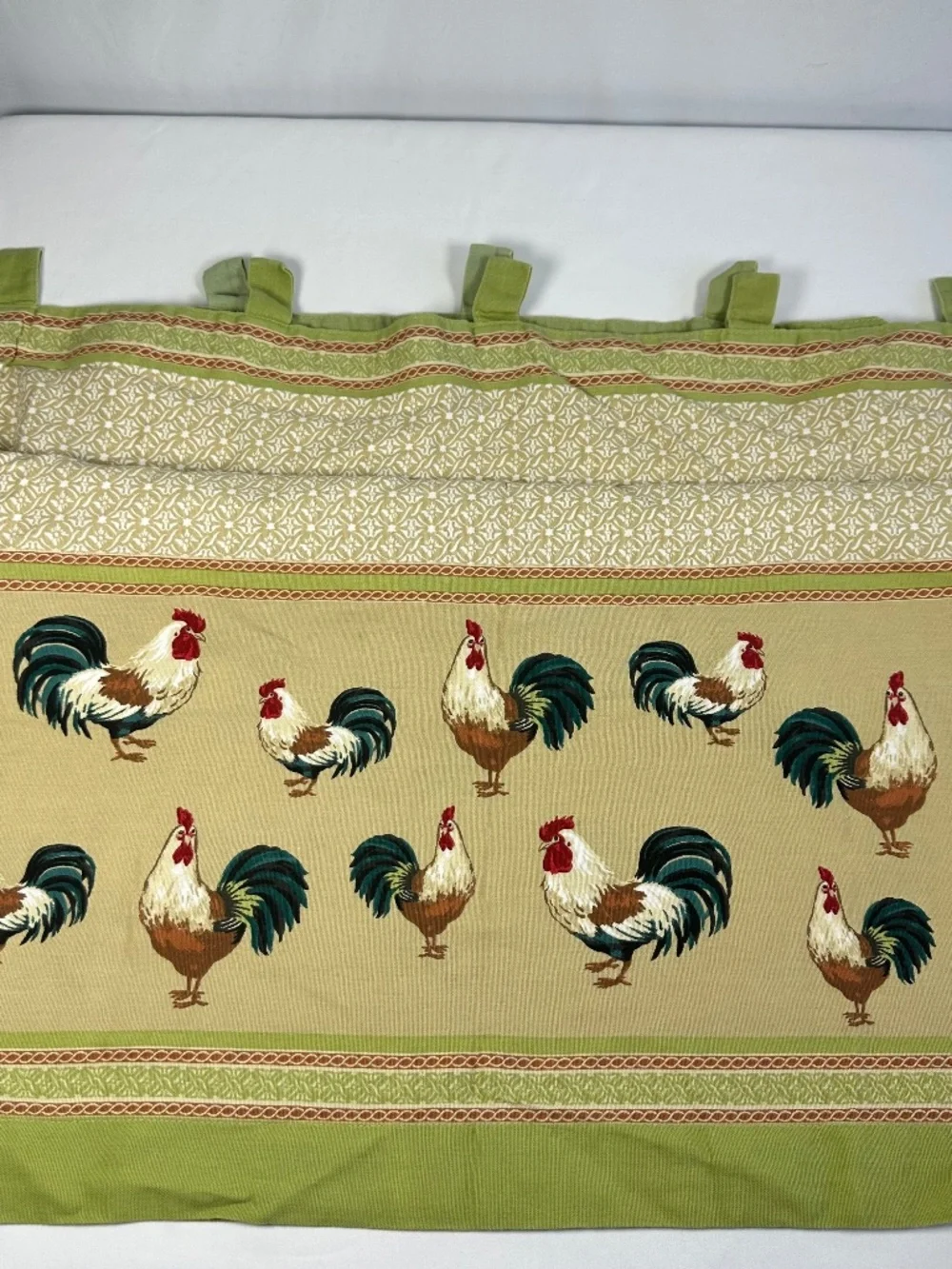 Better Homes Rooster Design 2 Curtain Panels & Valance Olive Green and Beige